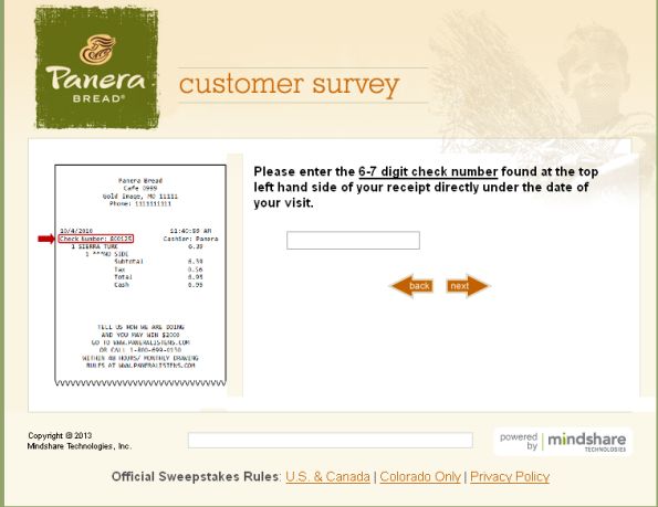 PaneraListens - $2000 gift card - Panera Bread Survey